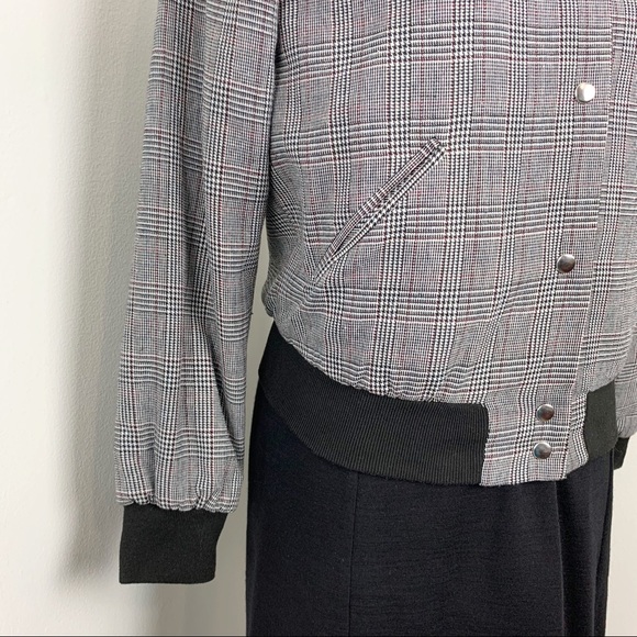 Shinestar | Herringbone Trendy Bomber Jacket - Picture 4 of 6